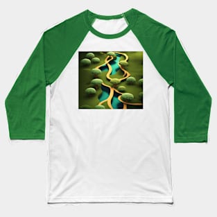 Nature's Symphony - Serene River Animation Sticker Baseball T-Shirt